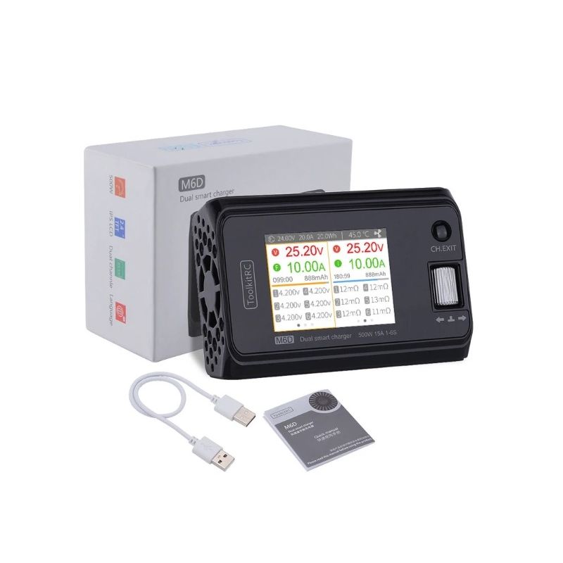 VærktøjssætRC M6D 500W 15A DC Dual Channel Mini Smart Oplader Aflader til LiPo NiMh Effektiv opladning