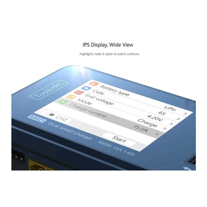 VærktøjssætRC M6D 500W 15A DC Dual Channel Mini Smart Oplader Aflader til LiPo NiMh Effektiv opladning