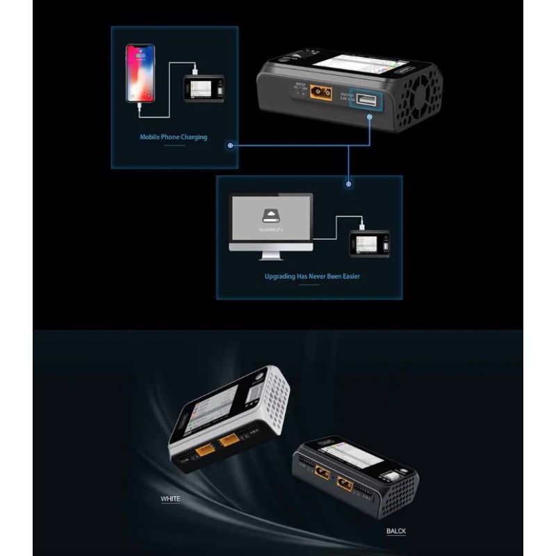 VærktøjssætRC M6D 500W 15A DC Dual Channel Mini Smart Oplader Aflader til LiPo NiMh Effektiv opladning