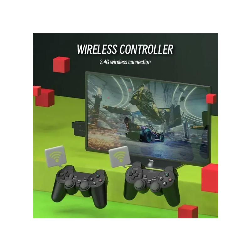 M8 Videospilkonsol 4K Retro-Spil med 2.4G Trådløs Controller Game Stick Omfattende Spilsamling 10000 Spil