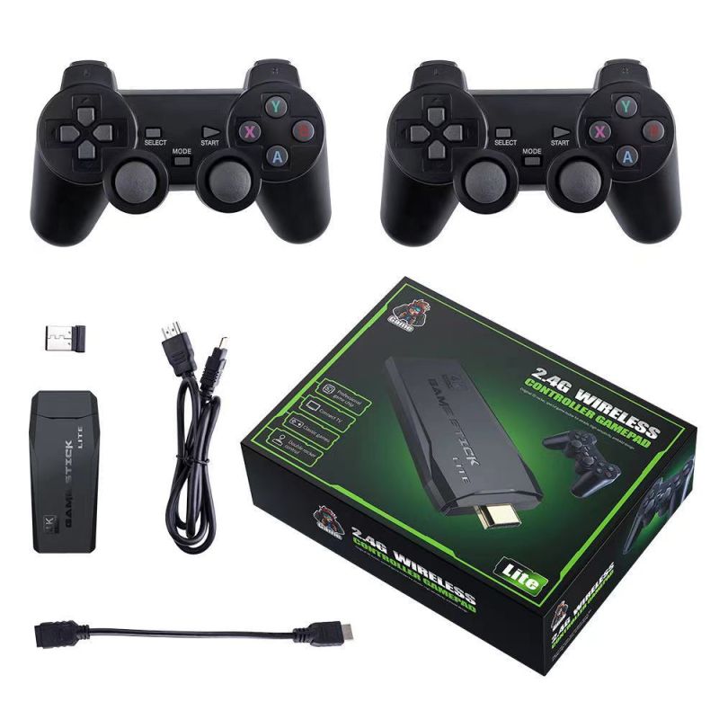 Videospilkonsol 2.4G med Dobbelt Trådløs Controller 10000 Spil 4K Retro Julegave Gaming Nostalgi