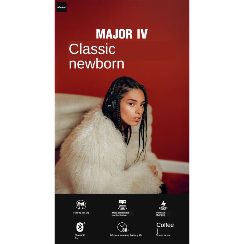 MARSHALL Major III trådløse Bluetooth-hovedtelefoner med dyb bas til musik gaming sport og sammenfoldeligt design