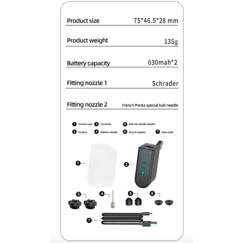 Mini Cykelpumpe Bærbar Elektrisk Luftpumpe Letvægts Dækpumpe Med Højpræcision Tryksensor Elegant Design