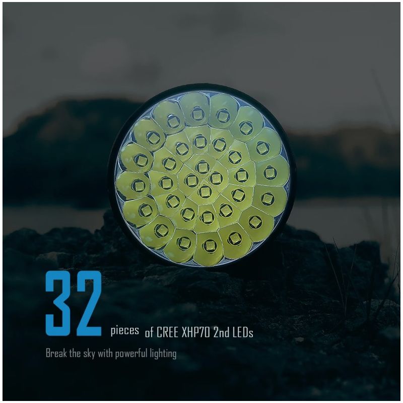 IMALENT MS32 200000 lumens LED lommelygte høj lysstyrke med aluminiumslegering for natte-synlighed og eventyr