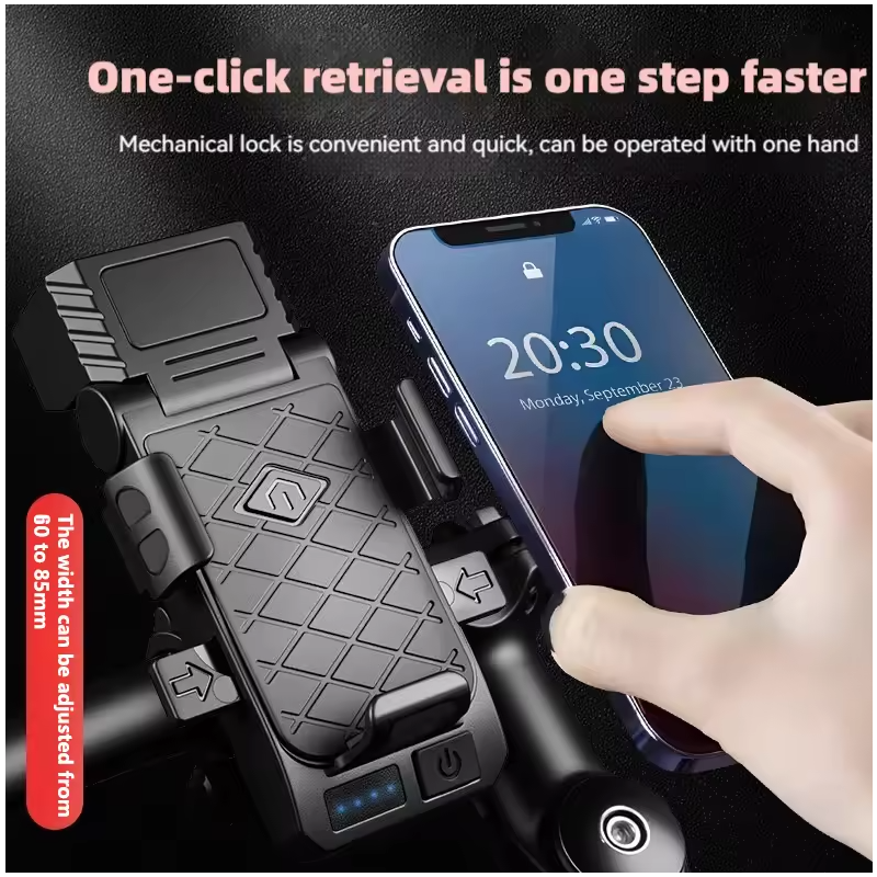 Multifunktionel Cykellygte 3-i-1: Horn, Mobilholder Cykel & Lys for Cykelsikkerhed.