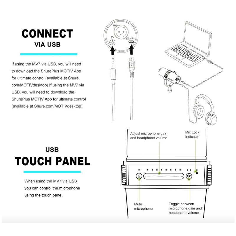 MV7 Professionel Dynamisk Podcast Mikrofon til Optagelse Lydproduktion Live Streaming med Højkvalitetslyd