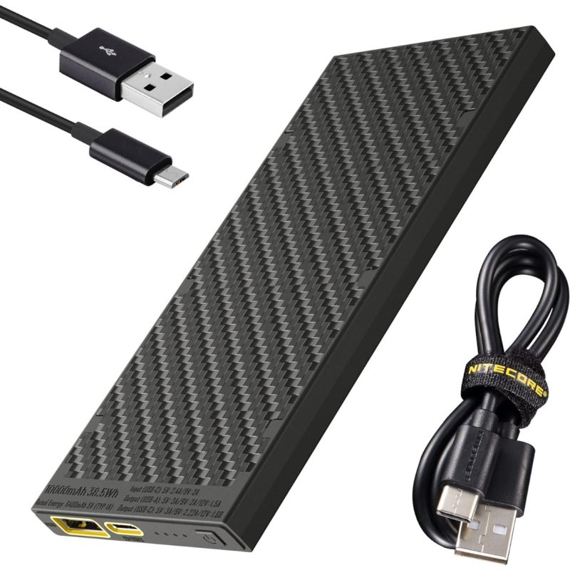 Nitecore NB10000 Gen II Ultra-slank Power Bank 10000mAh QC Quick-Charge USB USB-C Dobbelt Output Rejsetilbehør