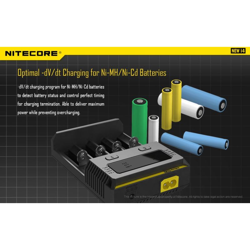 Nitecore New I4 Li-Ion batterioplader med smart opladningsteknologi kompatibilitet og sikker opladning