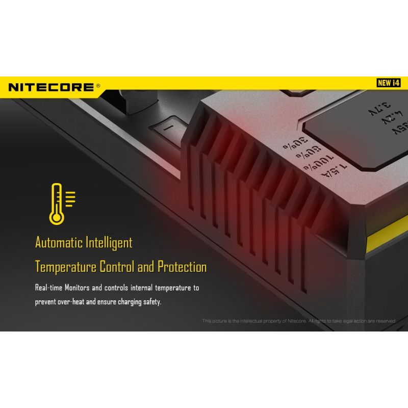 Nitecore New I4 Li-Ion batterioplader med smart opladningsteknologi kompatibilitet og sikker opladning