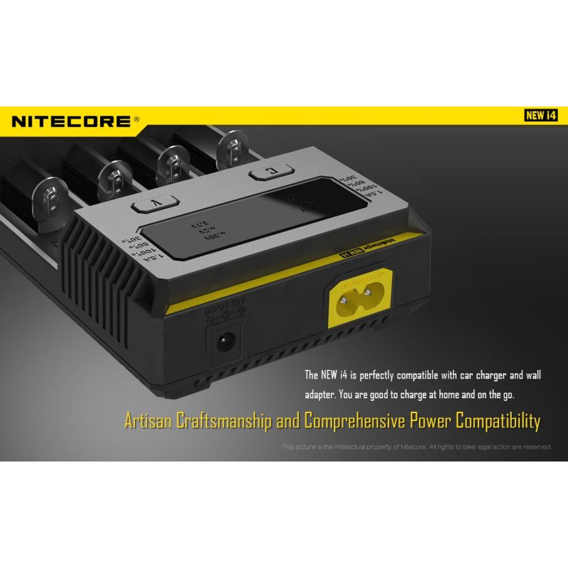 Nitecore New I4 Li-Ion batterioplader med smart opladningsteknologi kompatibilitet og sikker opladning