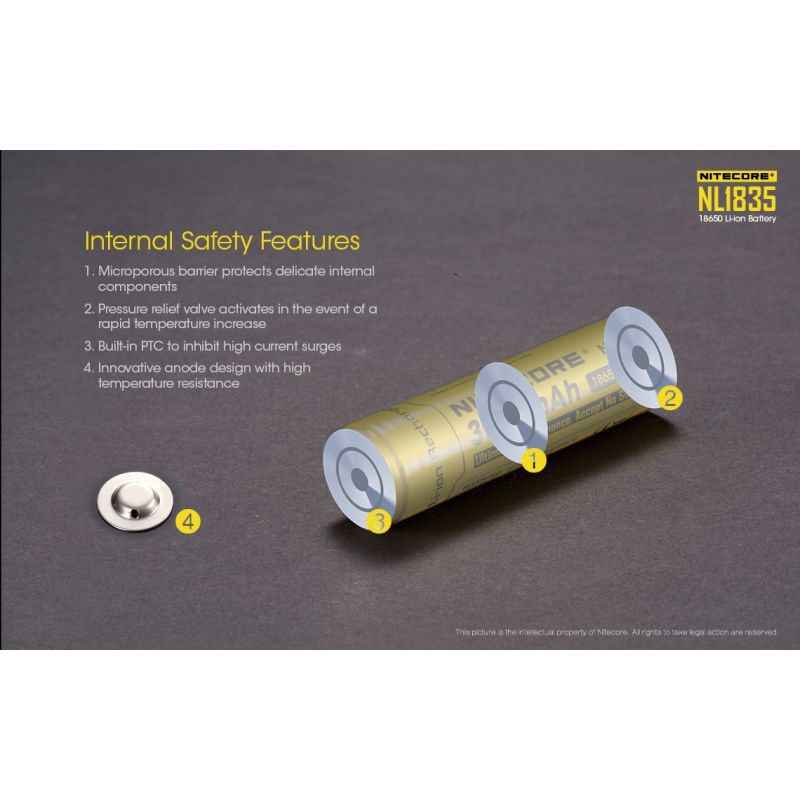 Nyt Nitecore 18650 NL1835 3500mAh Li-ion batteri med høj kapacitet og pålidelig ydeevne til udendørs udstyr