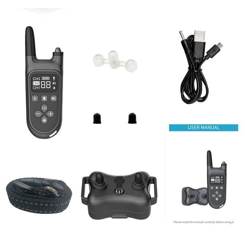800m vandtæt elektrisk hundetræningshalsbånd genopladelig med LCD-skærm justerbare niveauer til alle størrelser