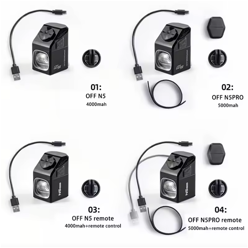 OFF-N5 1000 lumen Cykellygte | USB-opladning MTB & landevejscykling Forlygte | IPX4 holdbar