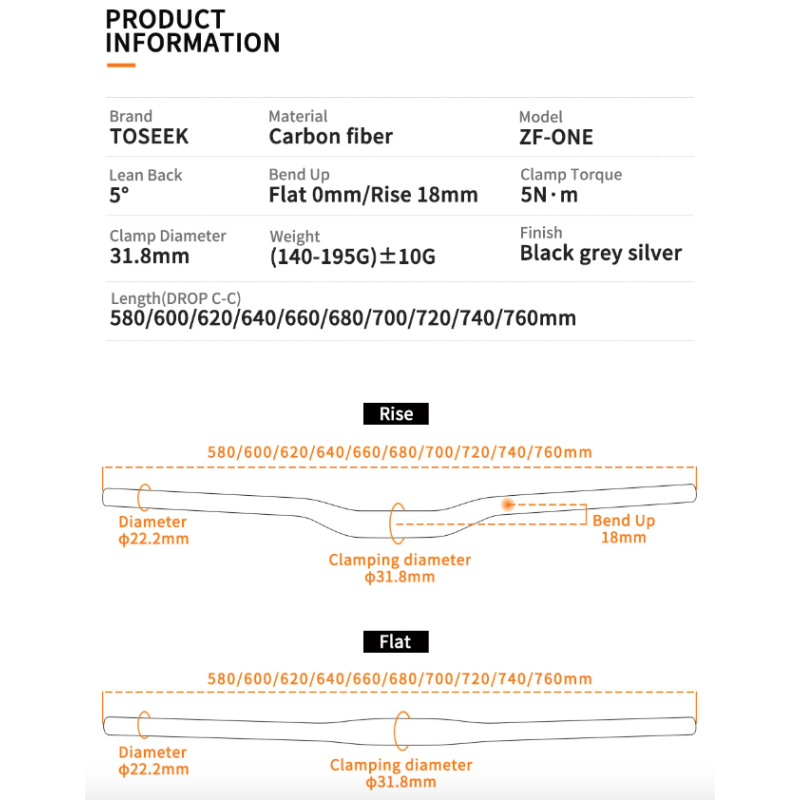 Opgrader din mountainbiking med TOSEEK ZF-ONE MTB carbonstyr letvægtsstyr 31.8mm fuld kulfiber mat sort finish
