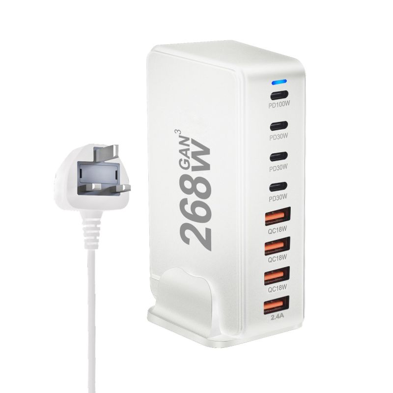 240W Desktop GaN-oplader med 8-ports USB Type C PD Charge Hurtigopladning til multi-enheds opladning