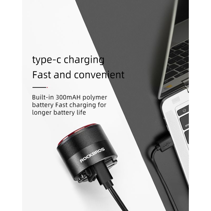 ROCKBROS Q3 cykelbaglygte til natcykling med smart bremsesensor IPX6 vandtæt til MTB og landevejscykel