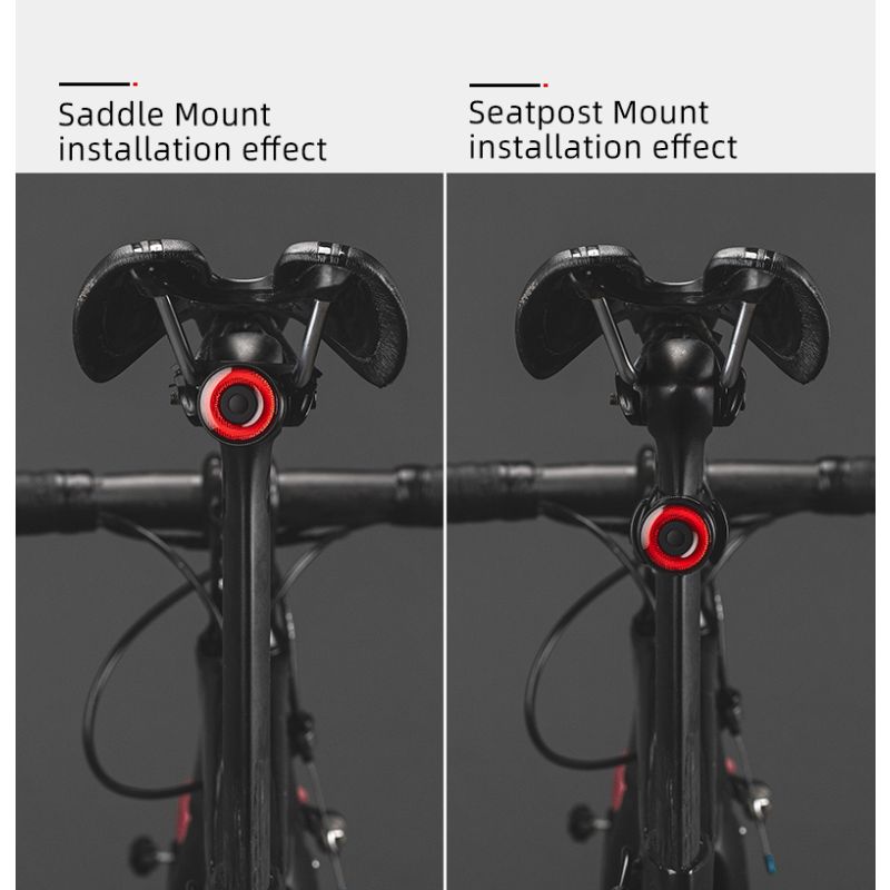 ROCKBROS Q3 cykelbaglygte til natcykling med smart bremsesensor IPX6 vandtæt til MTB og landevejscykel