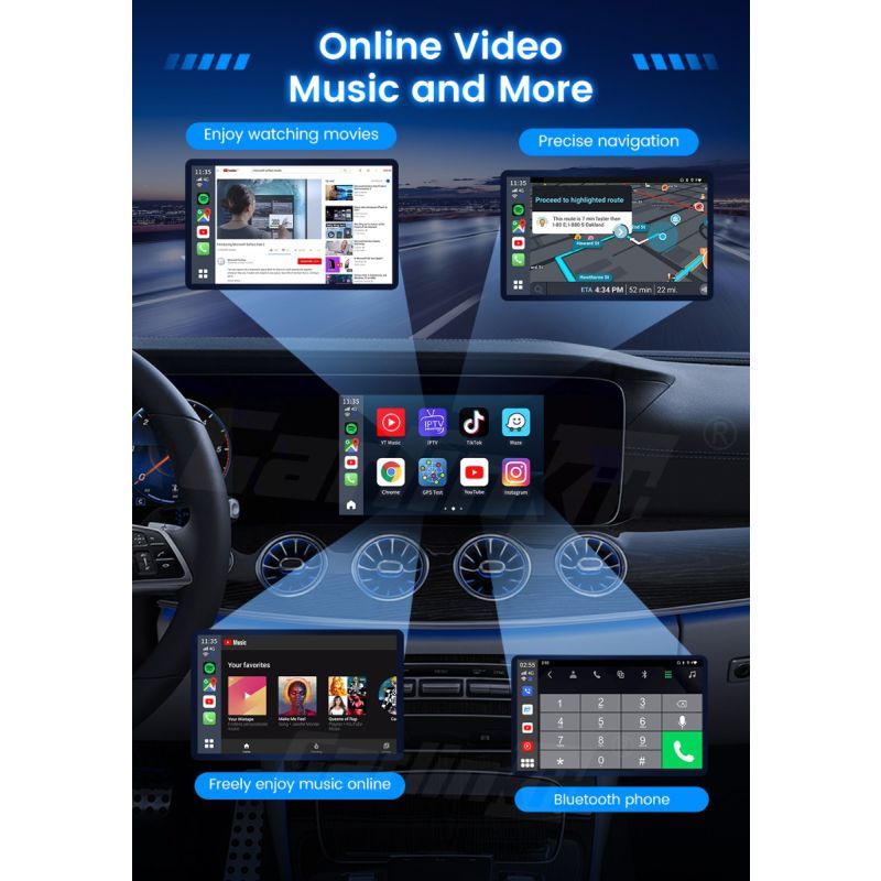 CarlinKit CarPlay Ai Box QCM6125 Android 13 Mini Wireless CarPlay til Infotainment og Streaming i Bilskærm
