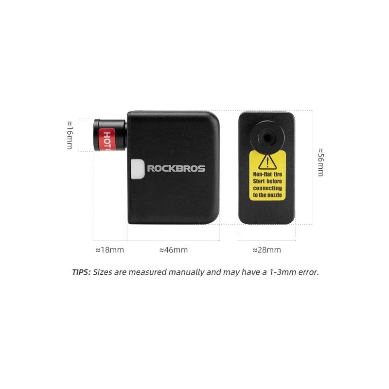ROCKBROS bærbar mini elektrisk luftpumpe 100PSI letvægtspumpe til cykel bil motorcykel cykeltilbehør