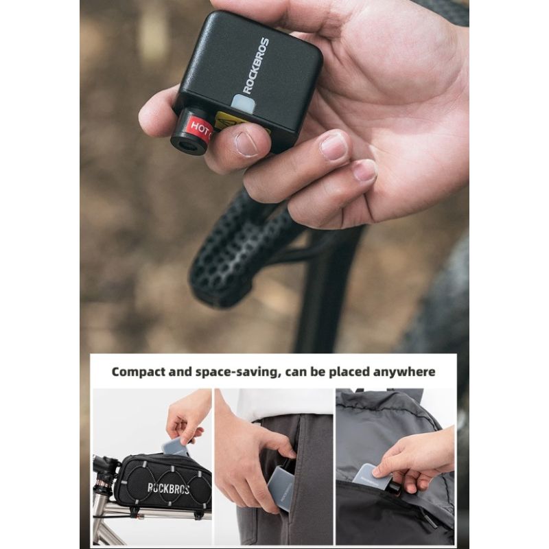 ROCKBROS bærbar mini elektrisk luftpumpe 100PSI letvægtspumpe til cykel bil motorcykel cykeltilbehør
