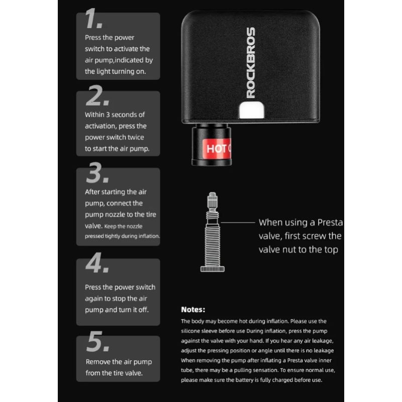 ROCKBROS bærbar mini elektrisk luftpumpe 100PSI letvægtspumpe til cykel bil motorcykel cykeltilbehør