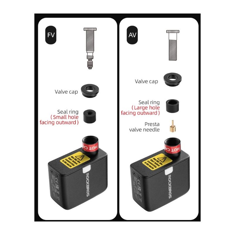 ROCKBROS bærbar mini elektrisk luftpumpe 100PSI letvægtspumpe til cykel bil motorcykel cykeltilbehør