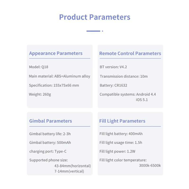 Oplev Q18 Selfie Stick 360 graders rotation med smart tracking innovativt design og stativ til smartphones