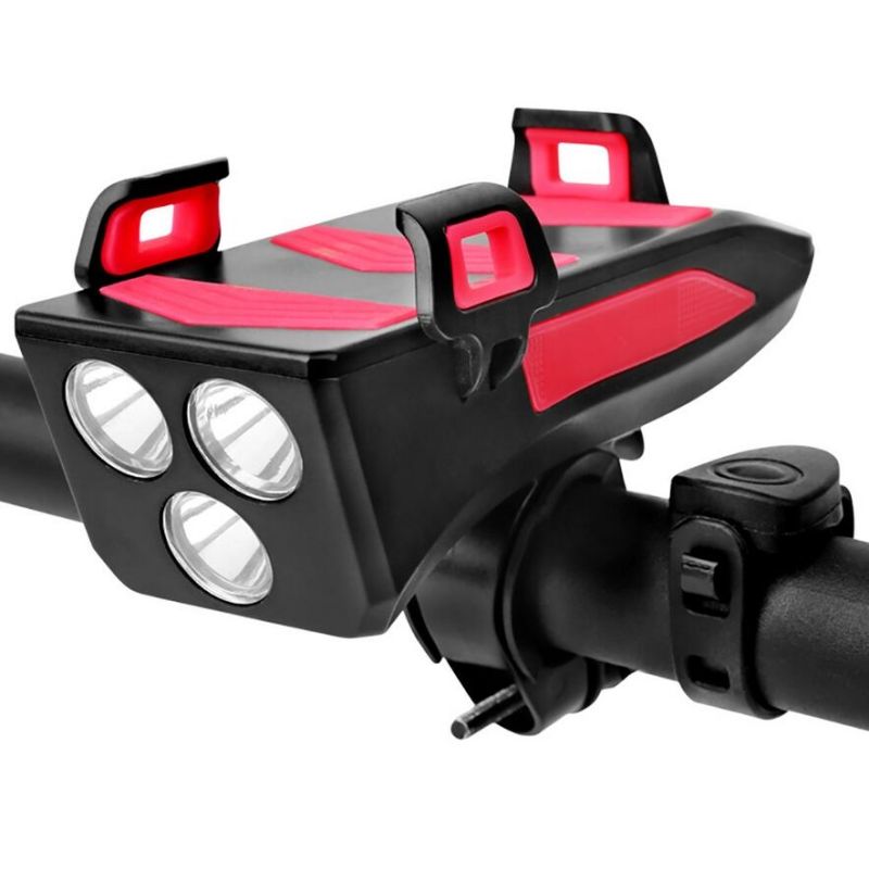 Multifunktionel cykellampe 800 lumens LED cykellys med powerbank telefonholder og cykelhorn til natcykling