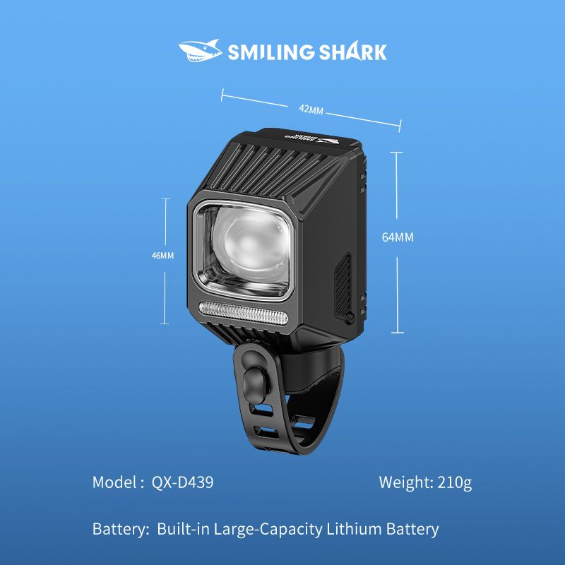 SMILING SHARK EVO1700 Cykellygte USB-C Genopladelige LED Forlygter Flere Lysindstillinger Vandtæt Cykelsikkerhed