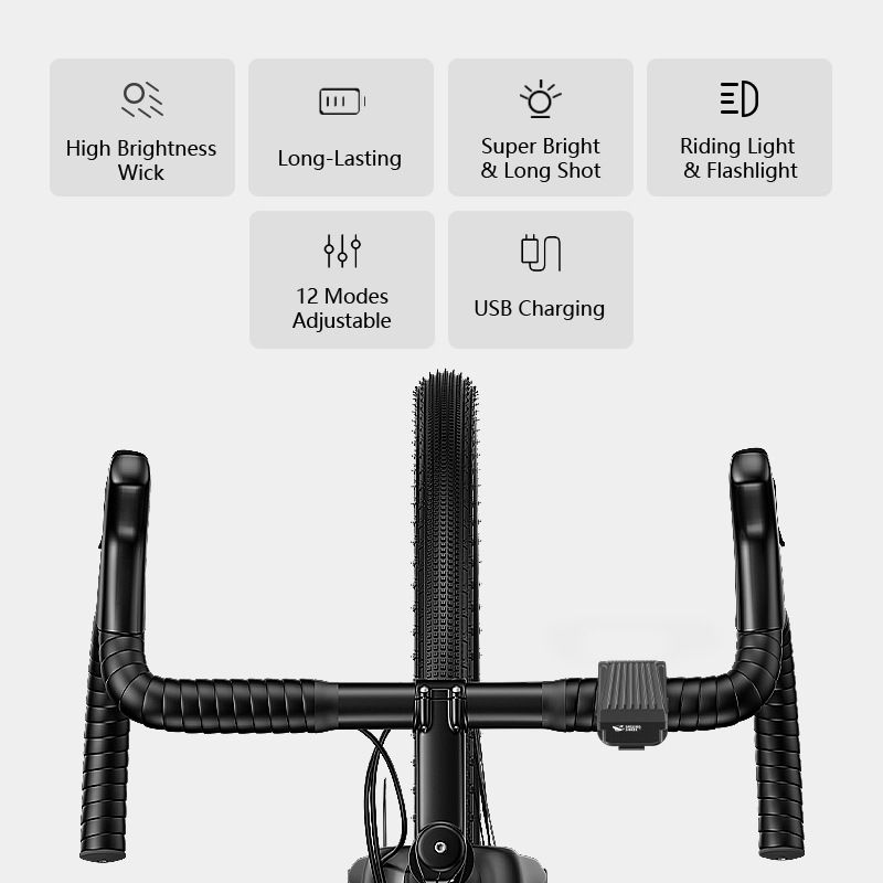 SMILING SHARK EVO1700 Cykellygte USB-C Genopladelige LED Forlygter Flere Lysindstillinger Vandtæt Cykelsikkerhed