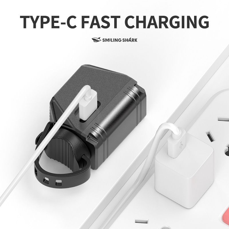 SMILING SHARK EVO1700 Cykellygte USB-C Genopladelige LED Forlygter Flere Lysindstillinger Vandtæt Cykelsikkerhed