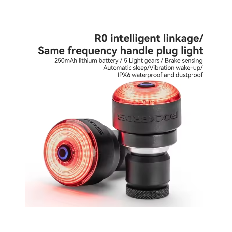 ROCKBROS R0 Styr-Endeplugs Cykellygte | Type-C Genopladelig Baglygte MTB/Landevej - Øg Cykelsikkerhed