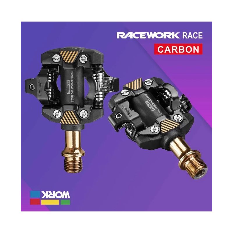 RACEWORK Letvægts MTB-pedal Selvlåsende SPD-pedaler Holdbar Kromstål Ideel til Mountainbike Terrænkørsel