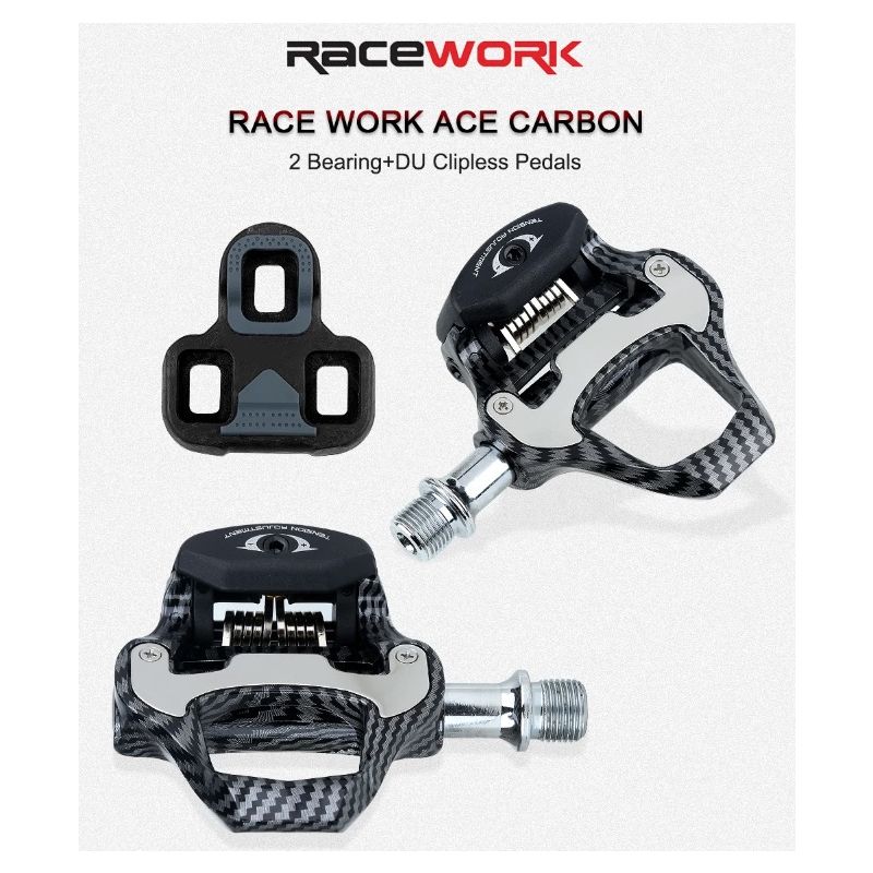 RACEWORK Vejcykelpedal Ultra Let Kulstofmønster med Selvlåsende Design Perfekte Professionelle Cykelsport