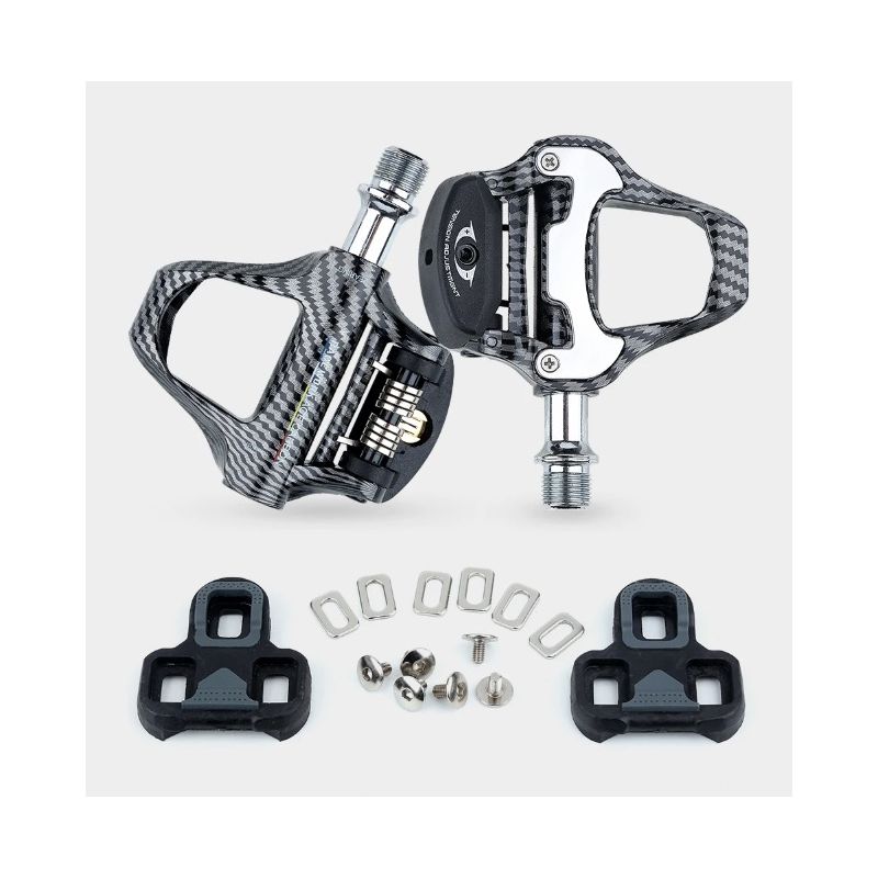 RACEWORK Vejcykelpedal Ultra Let Kulstofmønster med Selvlåsende Design Perfekte Professionelle Cykelsport