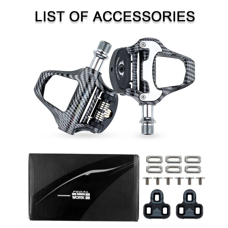 RACEWORK Vejcykelpedal Ultra Let Kulstofmønster med Selvlåsende Design Perfekte Professionelle Cykelsport