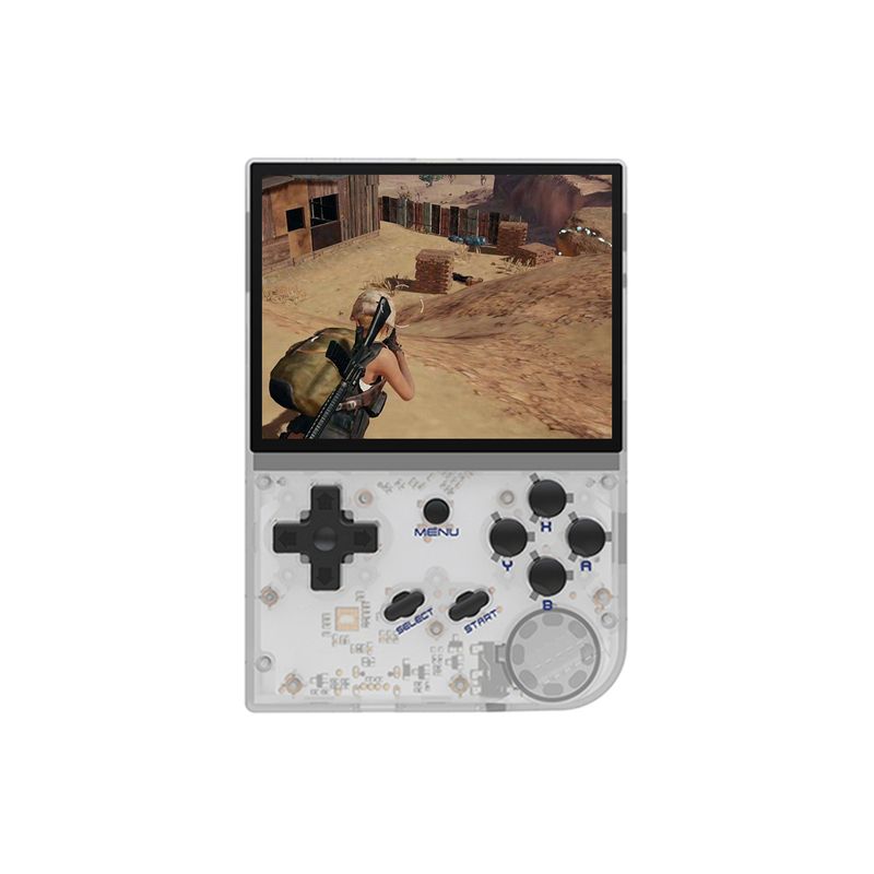 ANBERNIC RG35XX Retro Håndholdt Spilkonsol med 3.5 tommer IPS Touchscreen og Quad-Core CPU i hvid design