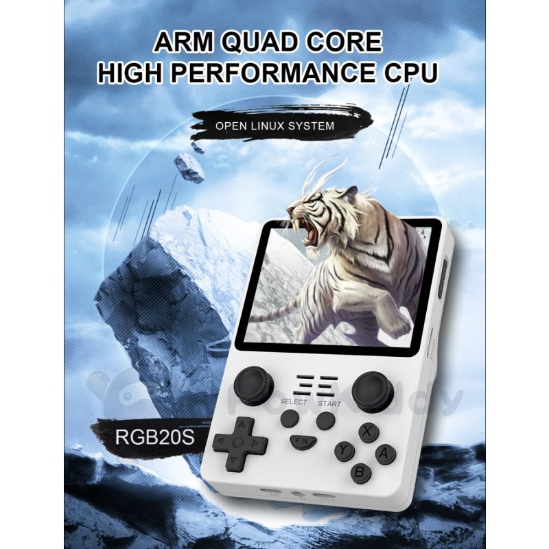 POWKIDDY RGB20S håndholdt spilkonsol med 3,5 tommer 4:3 IPS HD-skærm retro gaming perfekt gave til børn