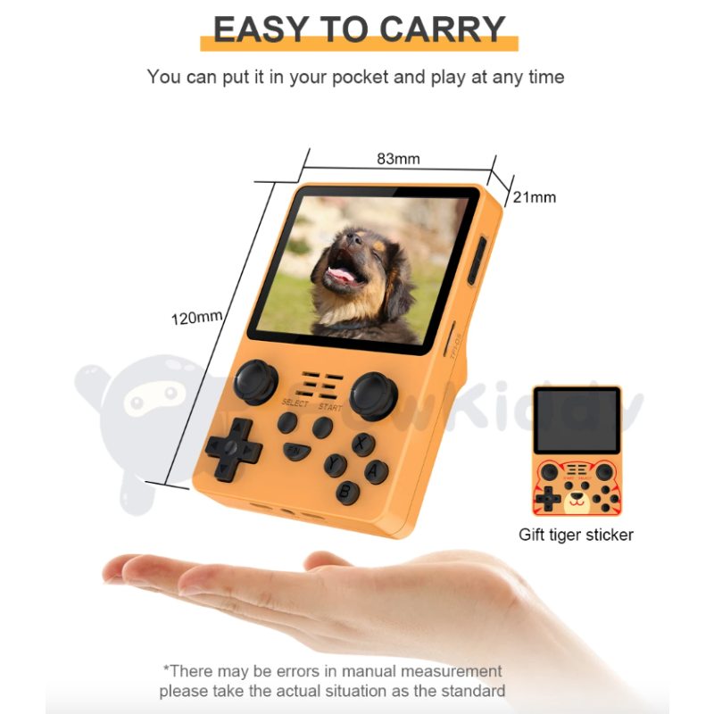 POWKIDDY RGB20S håndholdt spilkonsol Retro gaming med 3,5-tommer 4:3 IPS-skærm RK3326 open source system