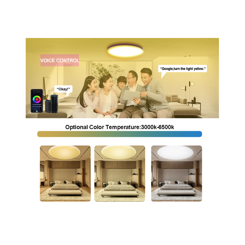 24W Tuya Zigbee Smart Loftslampe RGBCW til Alexa Styring Energibesparende Moderne Belysning til Smart Hjem