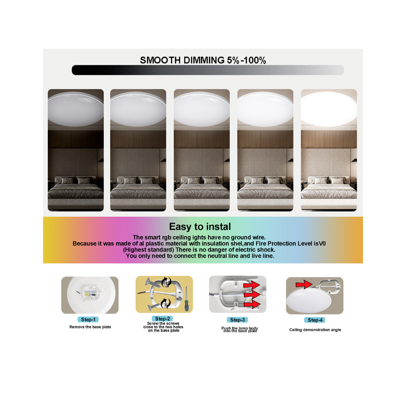 24W Tuya Zigbee Smart Loftslampe RGBCW til Alexa Styring Energibesparende Moderne Belysning til Smart Hjem