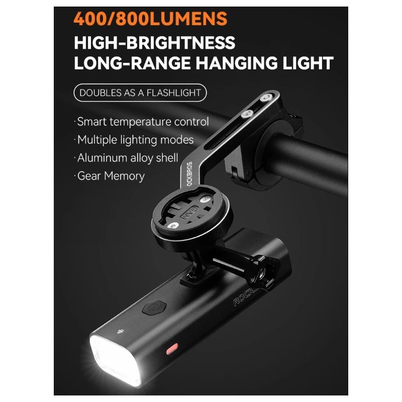 ROCKBROS RHL-1000LUMEN Cykelforlygte 1000 Lumen Type-C Genopladelig Regntæt LED Sikkerhed til Pendling MTB