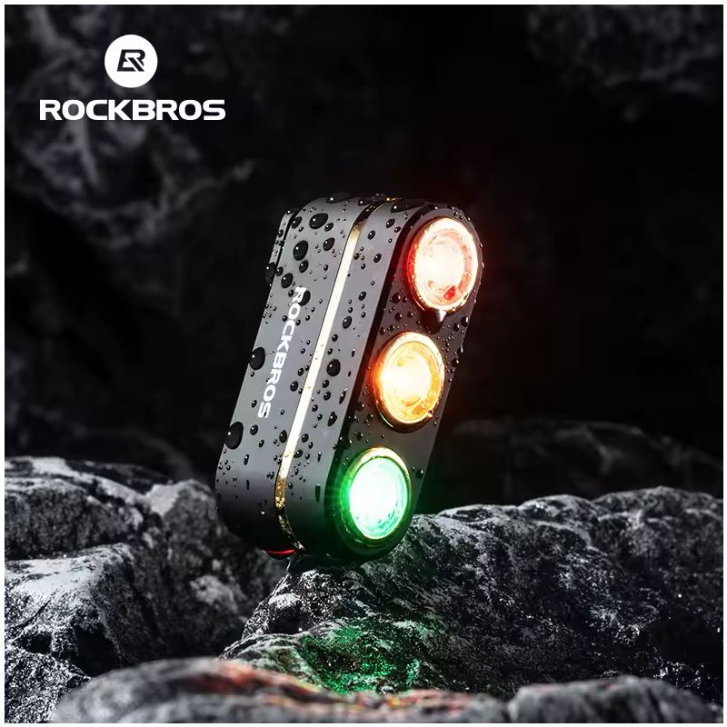 ROCKBROS Smart Cykelbaglygte m/ bremsesensor, IP64 vandtæt, Type-C opladning, Sikker Natcykling