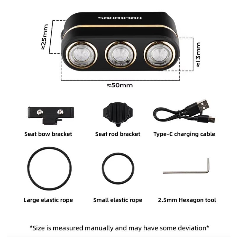 ROCKBROS Smart Cykelbaglygte m/ bremsesensor, IP64 vandtæt, Type-C opladning, Sikker Natcykling