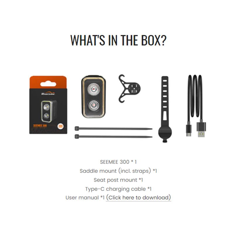 Magicshine SEEMEE300 Smart Baglygte 300 Lumen IPX6 Vandtæt LED for Cykelsikkerhed og 360° Synlighed