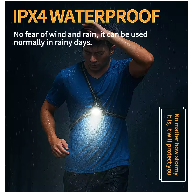 Natteløb LED brystlys | Justerbar strålevinkel & bag advarselslys | Ultralys sikkerhedslampe