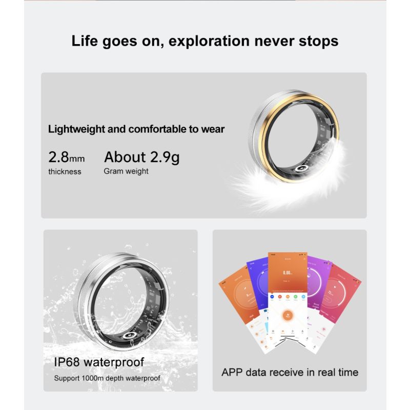 Multifunktionel Smart Ring stilfuldt tilbehør sundhedskammerat sundhedsovervågning med puls og søvnanalyse