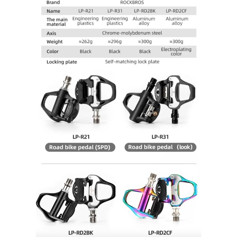 ROCKBROS SPD-SL selvlåsende cykelpedaler ultralette aluminiumslegering til høj ydeevne på landevejscykler