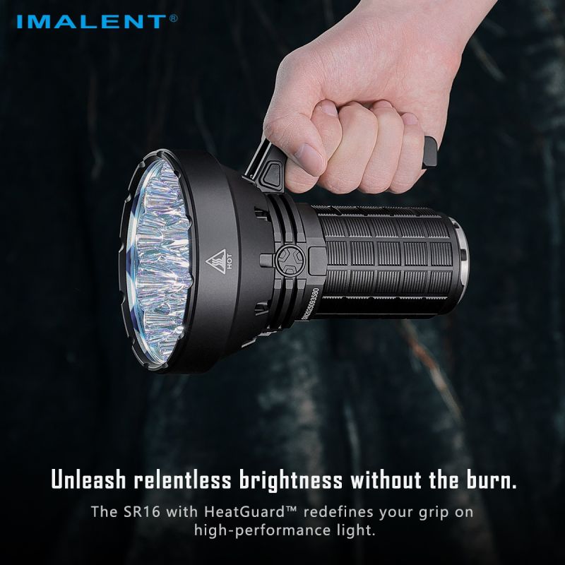 IMALENT SR16: Superlys Lommelygte med 55000 Lumen! 1715m Lang Rækkevidde, Genopladelig LED.