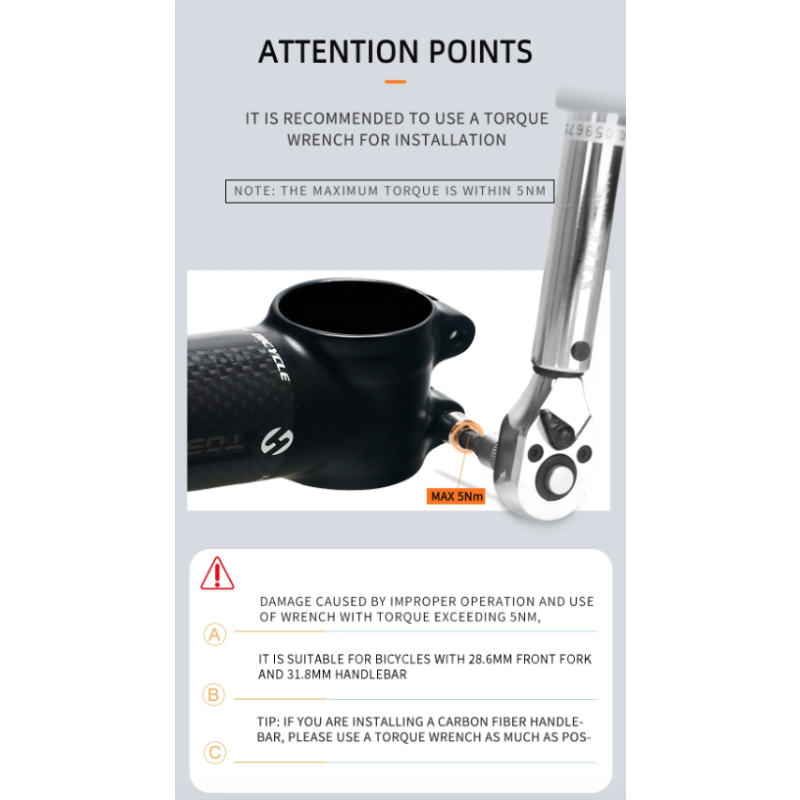 TOSEEK MTB cykelstyrspindel 28.6mm letvægts aluminium carbon justerbar vinkel til cykelentusiaster i mat sort